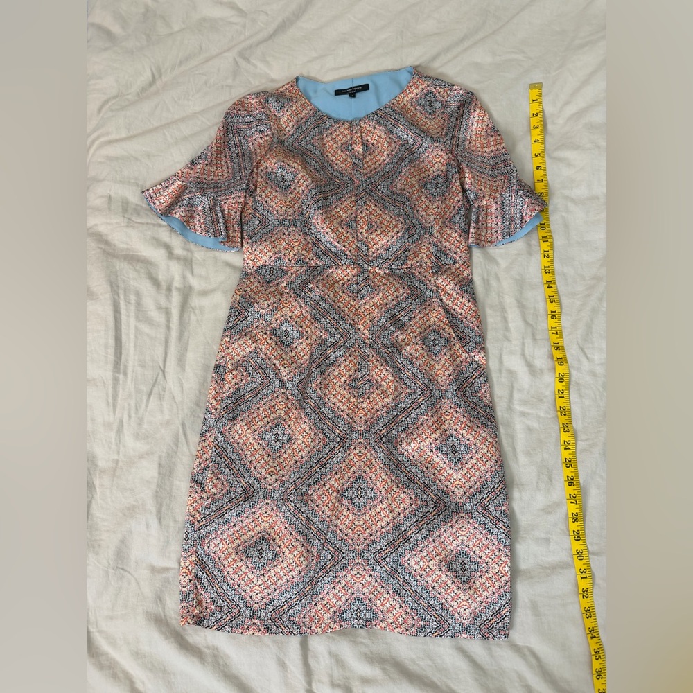 Nanette Lepore Peach and Light Blue Geometric Midi Dress
